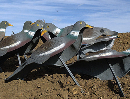 What can I spray on my pigeon decoys to repel water droplets?