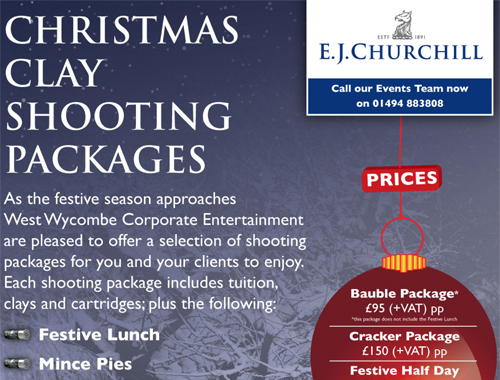 E.J Churchill announce Christmas clay shooting offers